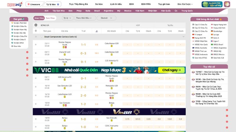 Thiết kế giao diện xem kết quả bóng đá đẹp tại KQBD 247